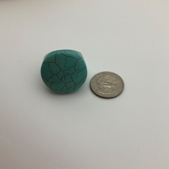 VTG Chunky Handmade Turquoise Color tone Ceramic Ring Plus size 9-9.5 - Picture 3 of 6